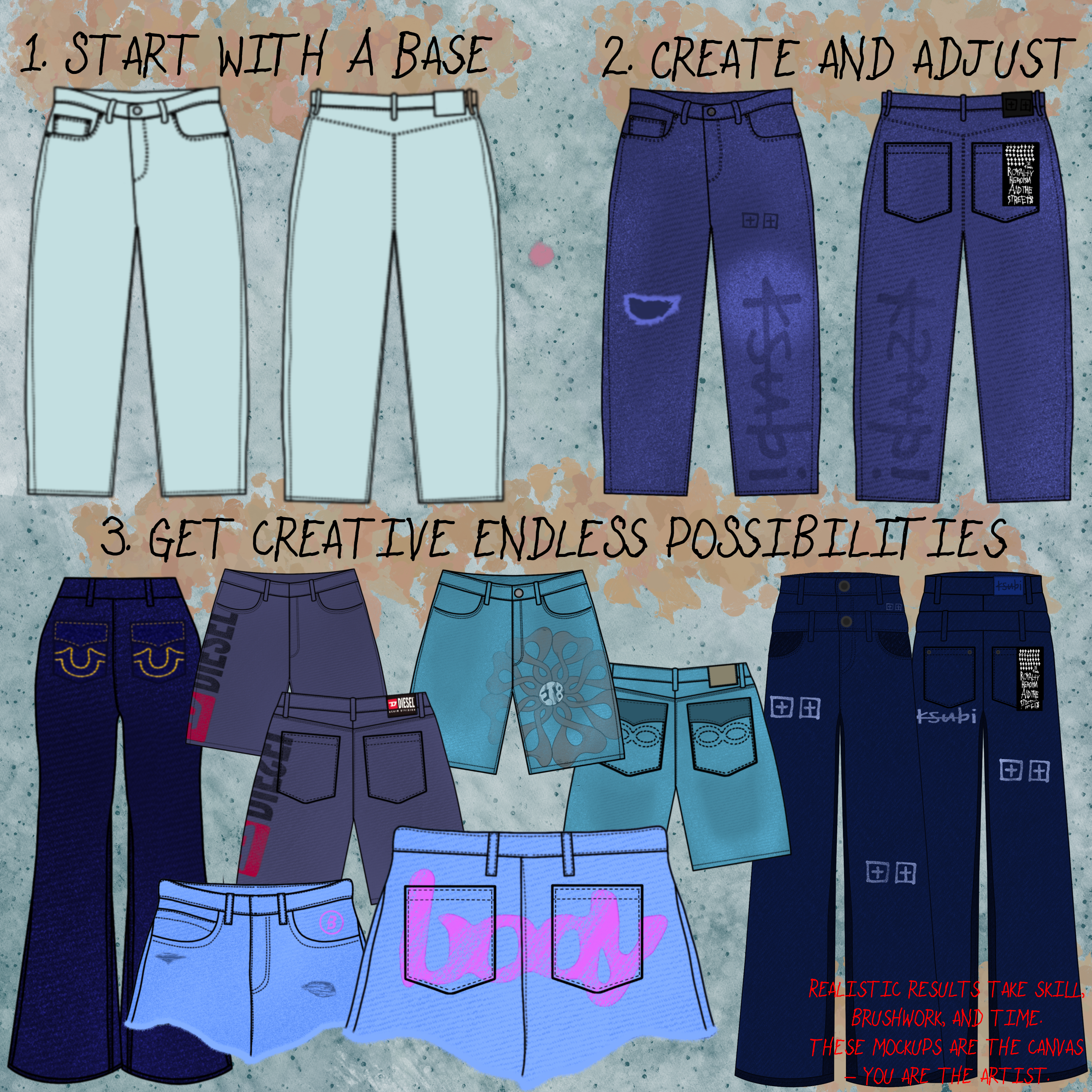 Jean Mockup Bundle – 30 Templates with Tags, Pockets & Denim Brush Pack👖